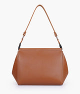 Brown color suede trio twist handbag