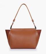 Brown color suede trio twist handbag