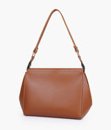 Brown color suede trio twist handbag