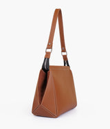 Brown color suede trio twist handbag
