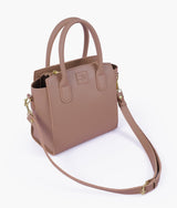 Brown color  top-handle mini handbag