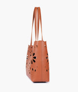 Brown two-piece floral tote for women