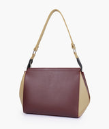 Burgundy and off-white color  trio twist handbag