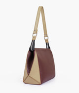 Burgundy and off-white color  trio twist handbag