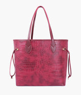 Burgundy crocodile neverfull tote bag for women