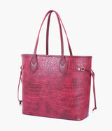 Burgundy crocodile neverfull tote bag for women