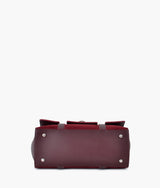 Burgundy suede carry-all satchel bag for women