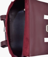 Burgundy suede carry-all satchel bag for women