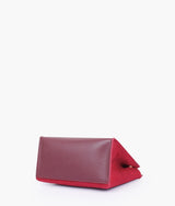 Burgundy suede front lock top-handle mini bag for women