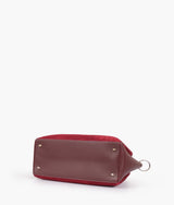 Burgundy suede handbag with braided handle  for women