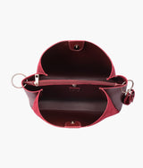 Burgundy suede handbag with braided handle  for women