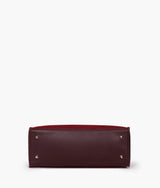 Burgundy suede satchel tote bag for women