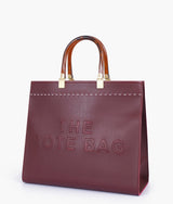 Burgundy signature tote handbag
