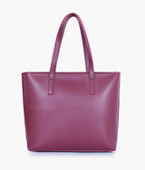 Burgundy tote bag with detachable pouch for women