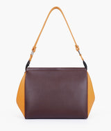 Dark brown color  and mustard trio twist handbag