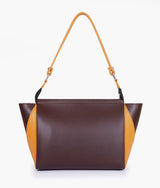 Dark brown color  and mustard trio twist handbag