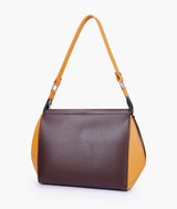 Dark brown color  and mustard trio twist handbag