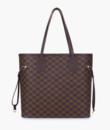 Dark brown checkered neverfull tote bag for Women