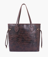 Dark brown crocodile neverfull tote bag for women