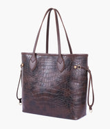 Dark brown crocodile neverfull tote bag for women