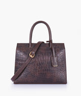 Dark purple color crocodile vintage handbag