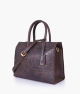 Dark purple color crocodile vintage handbag