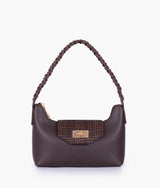 Dark brown color  purse with braided strap