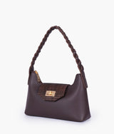 Dark brown color  purse with braided strap