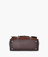 Dark brown suede carry-all satchel bag for women