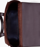 Dark brown suede carry-all satchel bag for women