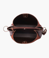 Dark brown suede handbag with braided handle for women