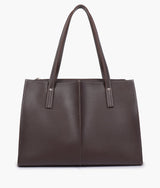 Dark brown work tote bag for women