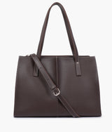 Dark brown work tote bag for women