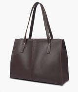 Dark brown work tote bag for women