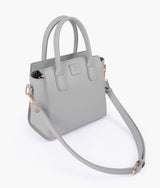 Grey color top-handle mini handbag