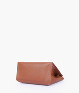 Brown front lock top-handle mini bag for women