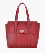 Red color carry-all satchel bag