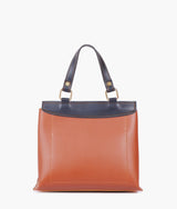 Mustard front lock top-handle mini bag for women