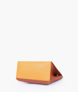 Mustard front lock top-handle mini bag for women