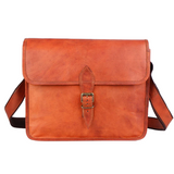 Rust Brown Leather Crossbody Satchel Bag