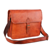 Rust Brown Leather Crossbody Satchel Bag
