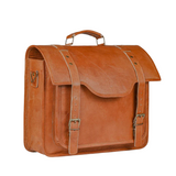 Cognac Brown Leather Satchel Bag
