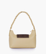 Sac à main blanc cassé à bandoulière tressée pour femme
