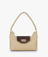 Sac à main blanc cassé à bandoulière tressée pour femme