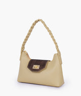 Sac à main blanc cassé à bandoulière tressée pour femme