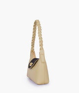 Sac à main blanc cassé à bandoulière tressée pour femme