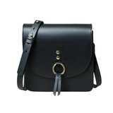 Black Leather Crossbody Bag for Women