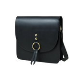 Black Leather Crossbody Bag for Women