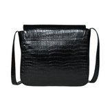 Croc-Embossed Noir Crossbody
