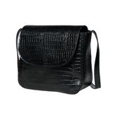 Croc-Embossed Noir Crossbody
